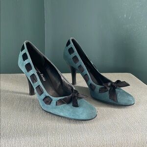Blue and Black High Heels  Italian made with Cut-Out Design size 6 Massimo Baldi